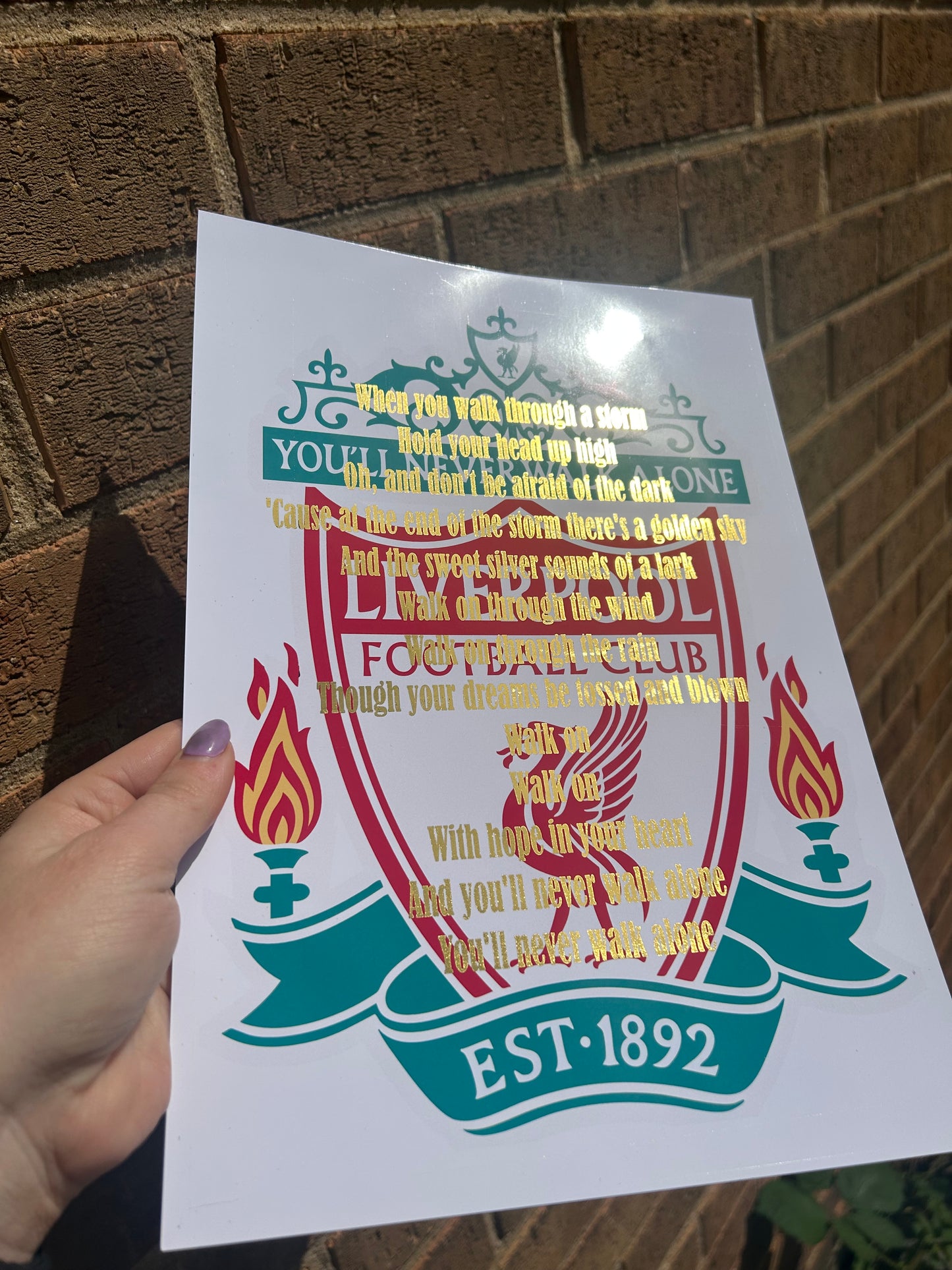 LFC football A4 Wall Art Print with gold foil