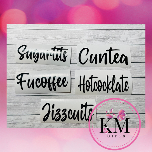 Mature Swear Word Custom Vinyl Labels, Container Stickers, Kitchen Organisation.