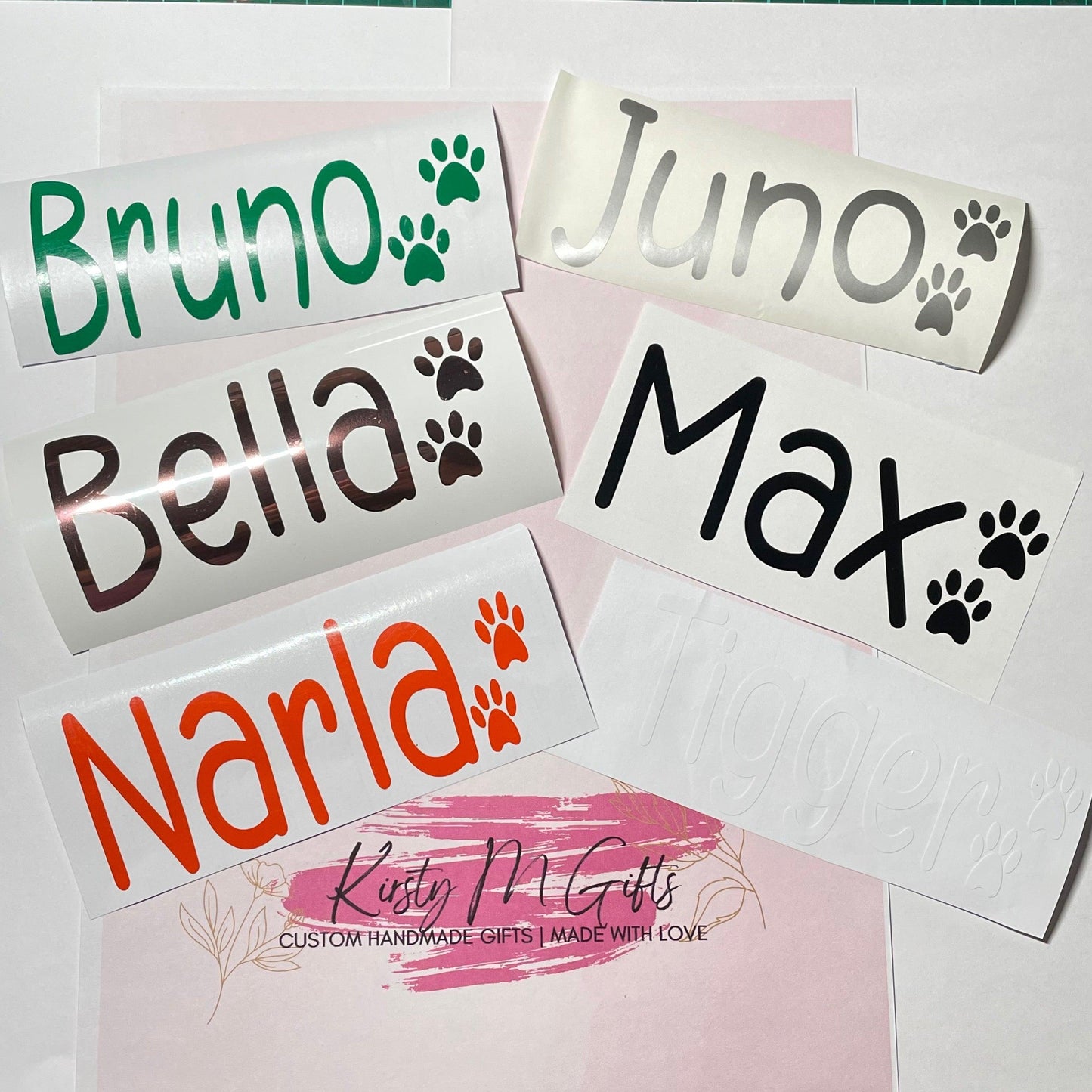Personalised pet name decals - perfect for dishes/ bowls or food storage - KirstyMGifts