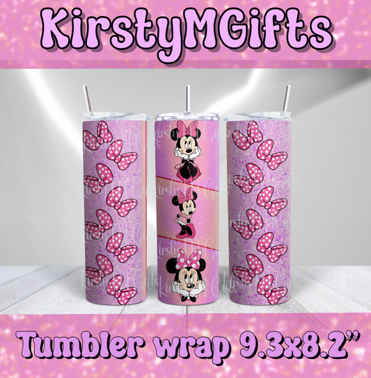 Minnie Mouse bows digital tumbler design sublimation, straight tumbler png
