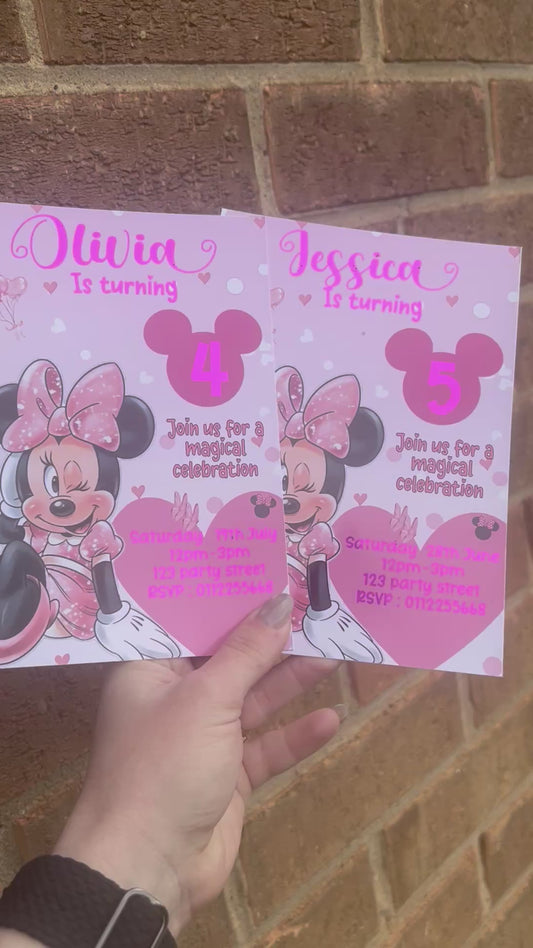A5 Minnie mouse birthday invites