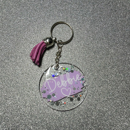 Personalised Glitter Acrylic Keyrings - KirstyMGifts