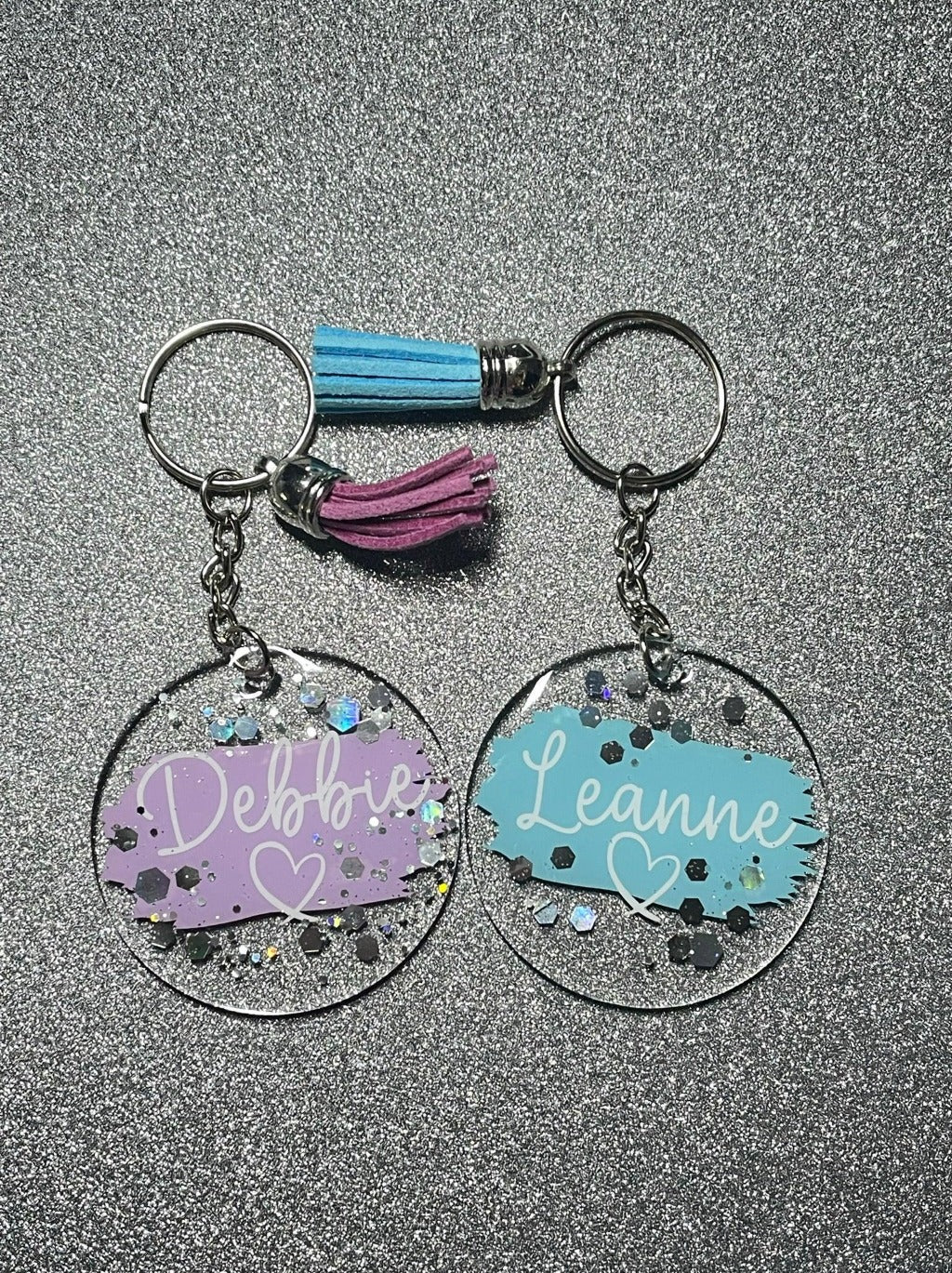 Personalised Glitter Acrylic Keyrings - KirstyMGifts