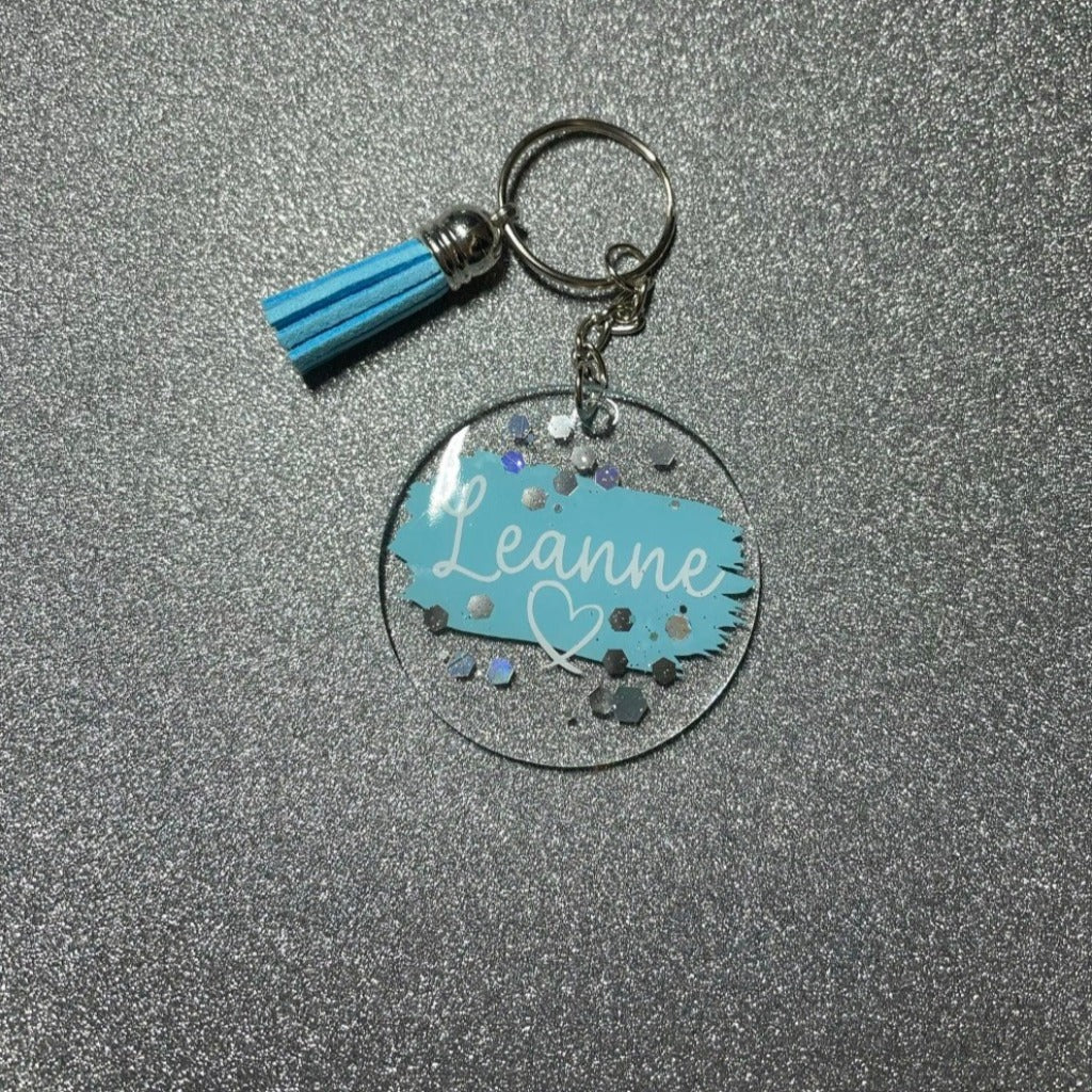 Personalised Glitter Acrylic Keyrings - KirstyMGifts