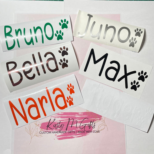 Personalised pet name decals - perfect for dishes/ bowls or food storage - KirstyMGifts
