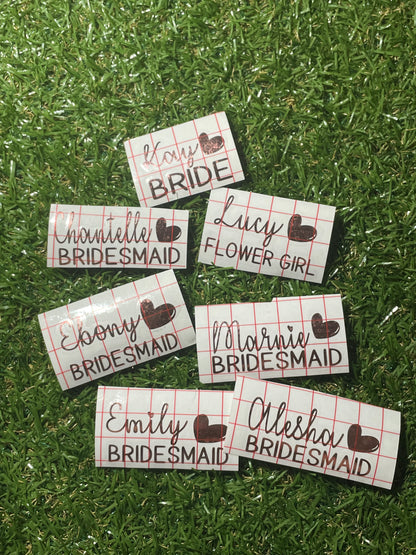 Custom Champagne Flute Decal Personalised Glasses Bridal Decals Stickers Only - KirstyMGifts