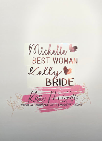 Custom Champagne Flute Decal Personalised Glasses Bridal Decals Stickers Only - KirstyMGifts