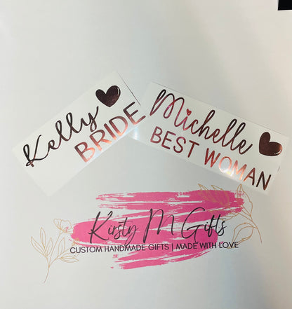 Custom Champagne Flute Decal Personalised Glasses Bridal Decals Stickers Only - KirstyMGifts